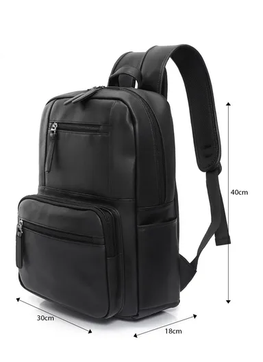 15.6" Laptop Compartment PU Leather Backpack Slim, Lightweight &amp; Travel-Ready 806 E10 (W30 x D18 x H40)cm - Black
