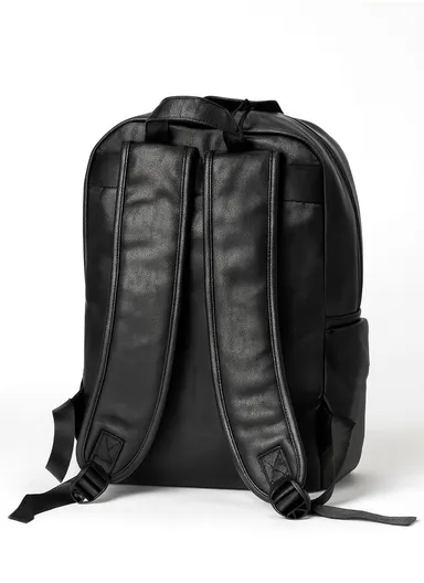 15.6" Laptop Compartment PU Leather Backpack Slim, Lightweight &amp; Travel-Ready 806 E10 (W30 x D18 x H40)cm - Black