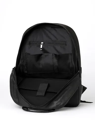 15.6" Laptop Compartment PU Leather Backpack Slim, Lightweight &amp; Travel-Ready 806 E10 (W30 x D18 x H40)cm - Black