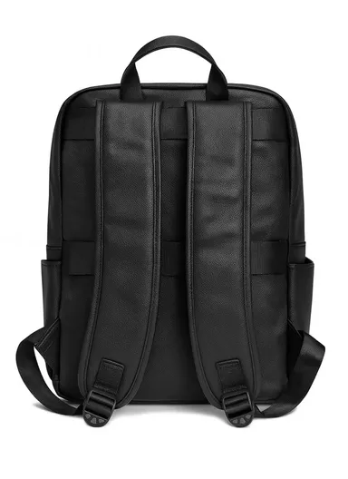 13.3" Classic PU Backpack Casual Bag with Trolley Sleeve &amp; Laptop Compartment 807 E10 - Black