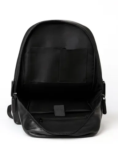 15.6" Splash-Proof Classic Retro PU Leather Backpack with Trolley Sleeve &amp; Laptop Compartment 609 E10 - Black