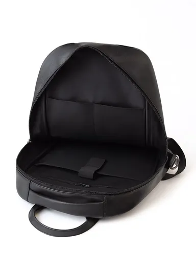 Slim &amp; Durable PU Leather Backpack with Laptop Compartment &amp; Two-Way Zipper Design 8084 (W31 x D19 x H47)cm - Black 