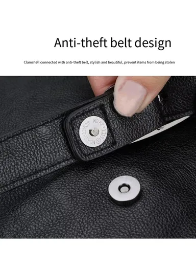 14" Classic PU Leather Backpack Business Casual Bag with Laptop Compartment &amp; Anti-Theft Buckles 8080 E10 - Black