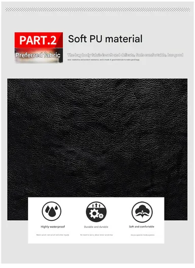 Water-Resistant PU Versatile Backpack Multi-Functional Travel Bag with Trolley Sleeve &amp; Laptop Compartment 8184 F8 - Black