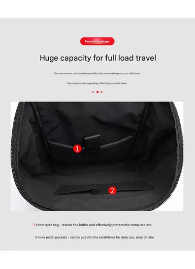 Water-Resistant PU Versatile Backpack Multi-Functional Travel Bag with Trolley Sleeve &amp; Laptop Compartment 8184 F8 - Black