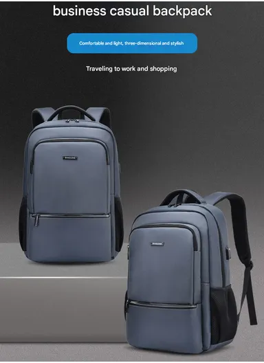 17-Inch Laptop Backpack Slim &amp; Lightweight Travel Backpack with USB Charging Port, Padded Compartment, Side Pockets, &amp; Organized Storage SLD2 - Grey