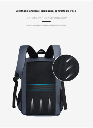 17-Inch Laptop Backpack Slim &amp; Lightweight Travel Backpack with USB Charging Port, Padded Compartment, Side Pockets, &amp; Organized Storage SLD2 - Grey