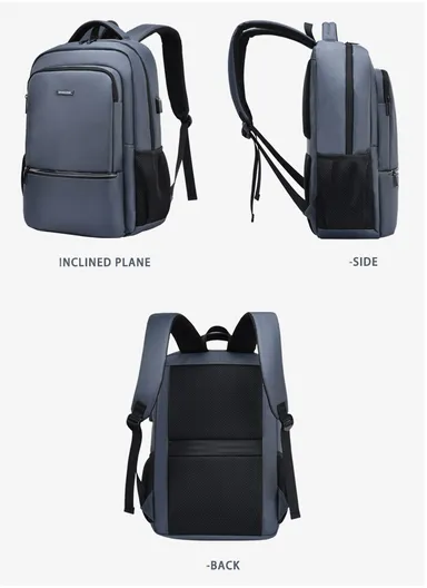 17-Inch Laptop Backpack Slim &amp; Lightweight Travel Backpack with USB Charging Port, Padded Compartment, Side Pockets, &amp; Organized Storage SLD2 - Grey