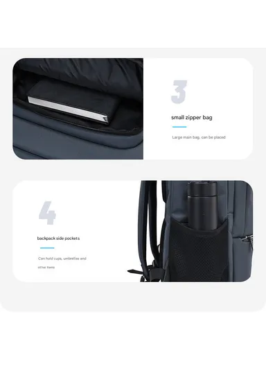 17-Inch Laptop Backpack Slim &amp; Lightweight Travel Backpack with USB Charging Port, Padded Compartment, Side Pockets, &amp; Organized Storage SLD2 - Grey