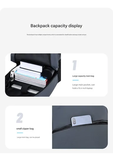 17-Inch Laptop Backpack Slim &amp; Lightweight Travel Backpack with USB Charging Port, Padded Compartment, Side Pockets, &amp; Organized Storage SLD2 - Grey