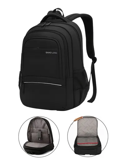 15.6" Water-Resistant Laptop Backpack with Trolley Sleeve &amp; Padded Straps SL4004 - Black