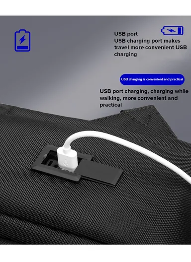 15.6" Water-Resistant Professional Laptop Backpack with Trolley Sleeve &amp; USB Port EF51 - Black