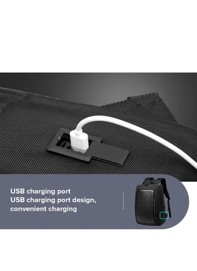 15.6" Water-Resistant Professional Laptop Backpack with Trolley Sleeve &amp; USB Port EF51 - Black