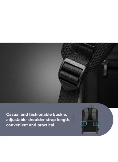 15.6" Water-Resistant Professional Laptop Backpack with Trolley Sleeve &amp; USB Port EF51 - Black