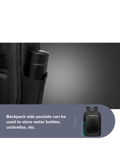 15.6" Water-Resistant Professional Laptop Backpack with Trolley Sleeve &amp; USB Port EF51 - Black