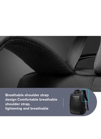 15.6" Water-Resistant Professional Laptop Backpack with Trolley Sleeve &amp; USB Port EF51 - Black