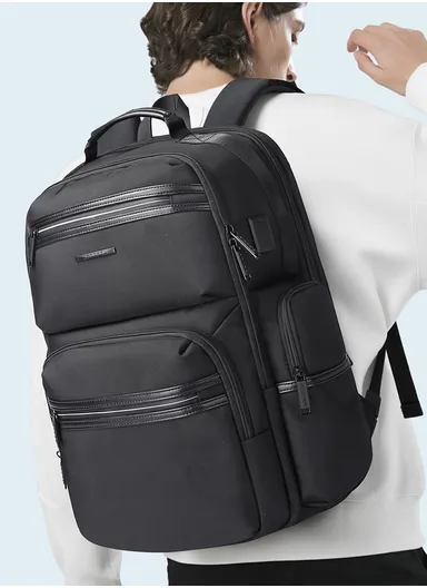 15.6" Water-Resistant Versatile Laptop Backpack Travel Bag with Trolley Sleeve &amp; Padded Straps AB81 - Black