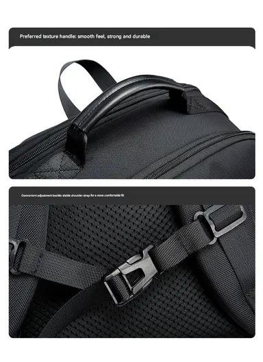 15.6" Water-Resistant Versatile Laptop Backpack Travel Bag with Trolley Sleeve &amp; Padded Straps AB81 - Black