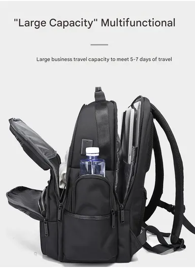 15.6" Water-Resistant Versatile Laptop Backpack Travel Bag with Trolley Sleeve &amp; Padded Straps AB81 - Black