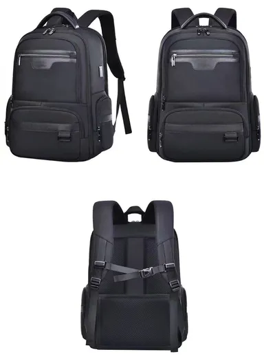 17-Inch Laptop Backpack, Slim Travel &amp; Work Bag with USB Charging Port, Adjustable Padded Shoulder Straps, &amp; Multi-Layer Organizer Compartments AK12 - Black