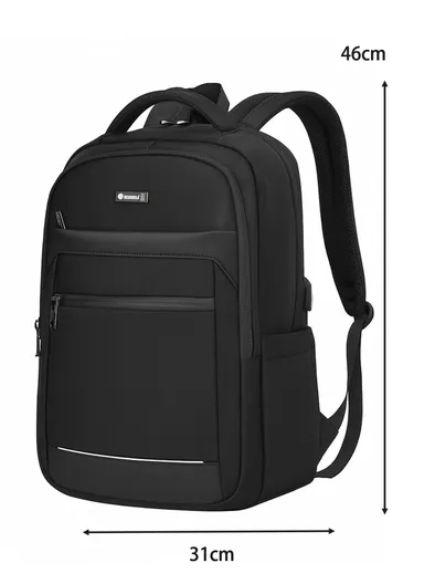 17-Inch Large Capacity Laptop Backpack, Slim &amp; Lightweight Business Travel Bag with USB Port, Organizer Compartments, &amp; Padded Straps SL1074 - Black