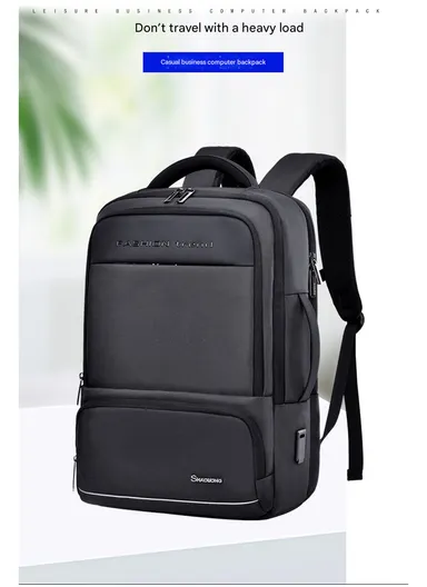 17" Laptop Backpack Multi-Functional Travel Bag With USB Charging Port &amp; Padded Straps SL73 - Black