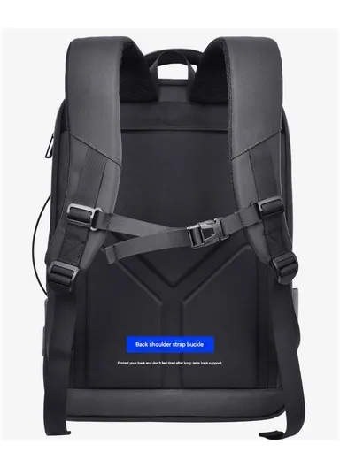 17" Laptop Backpack Multi-Functional Travel Bag With USB Charging Port &amp; Padded Straps SL73 - Black