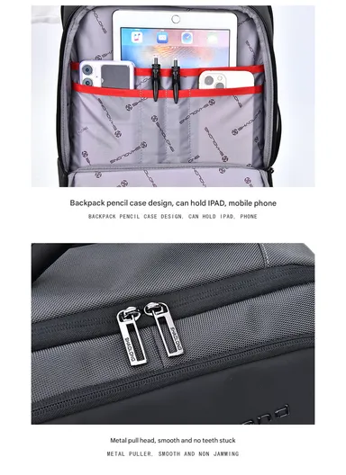 17" Laptop Backpack Multi-Functional Travel Bag With USB Charging Port &amp; Padded Straps SL73 - Black