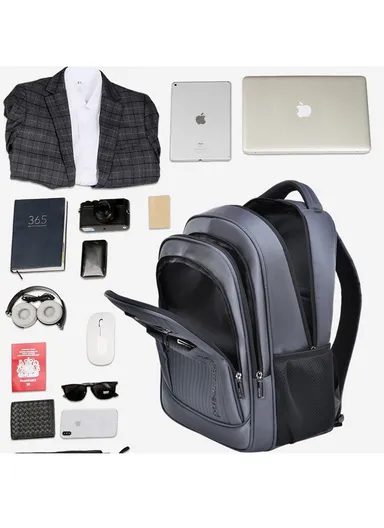 15.6" Water-Resistant Laptop Backpack Business Travel Bag with Trolley Sleeve &amp; Padded Straps SL712 - Black