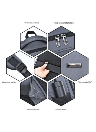 15.6" Water-Resistant Laptop Backpack Business Travel Bag with Trolley Sleeve &amp; Padded Straps SL712 - Black