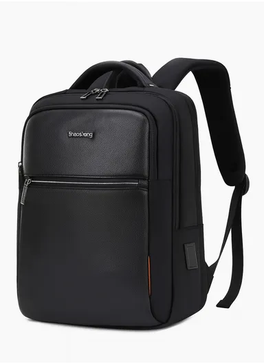15.6-Inch Large Capacity Laptop Backpack, Slim &amp; Lightweight Business Travel Bag with USB Port, Organizer Compartments, &amp; Padded Straps SL6811- Black