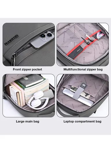 15.6" Laptop Waterproof Backpack With USB Charging Port For Travel &amp; School SL2813 (W33 x D17 x H47)cm - Black