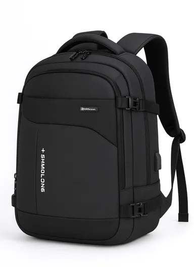 15.6" Laptop Waterproof Backpack With USB Charging Port For Travel &amp; School SL2813 (W33 x D17 x H47)cm - Black