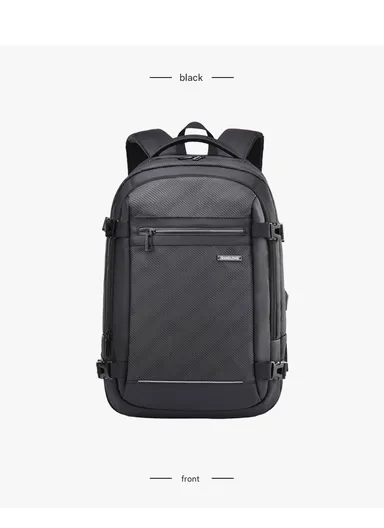 17" Water-Resistant Laptop Backpack Business Casual Bag with Trolley Sleeve &amp; Anti-Theft Buckles EF92M - Black