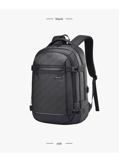 17" Water-Resistant Laptop Backpack Business Casual Bag with Trolley Sleeve &amp; Anti-Theft Buckles EF92M - Black