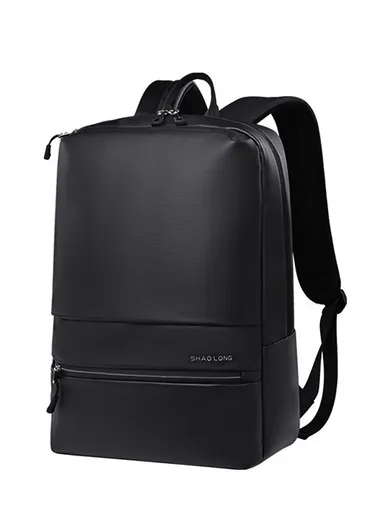 15.6" Water-Resistant Laptop Backpack Multi-Functional Travel Bag with Trolley Sleeve &amp; Padded Straps LM-7F - Black