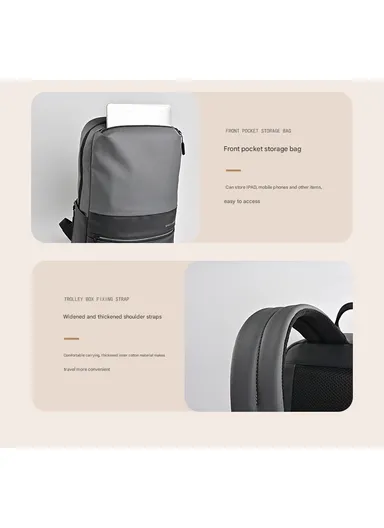 15.6" Water-Resistant Laptop Backpack Multi-Functional Travel Bag with Trolley Sleeve &amp; Padded Straps LM-7F - Blue