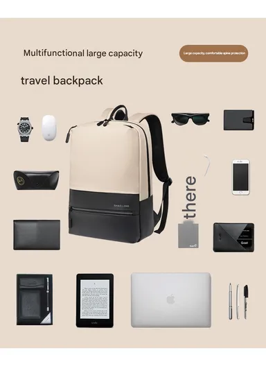 15.6" Water-Resistant Laptop Backpack Multi-Functional Travel Bag with Trolley Sleeve &amp; Padded Straps LM-7F - Army Green