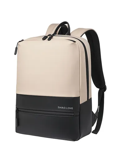 15.6" Water-Resistant Laptop Backpack Multi-Functional Travel Bag with Trolley Sleeve &amp; Padded Straps LM-7F - Off White