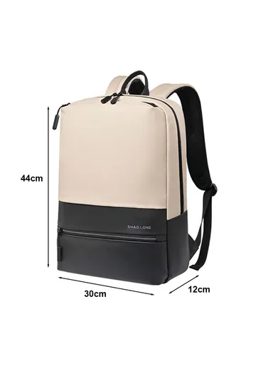 15.6" Water-Resistant Laptop Backpack Multi-Functional Travel Bag with Trolley Sleeve &amp; Padded Straps LM-7F - Off White