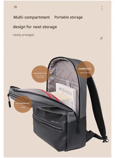 15.6" Water-Resistant Laptop Backpack Multi-Functional Travel Bag with Trolley Sleeve &amp; Padded Straps LM-7F - Off White