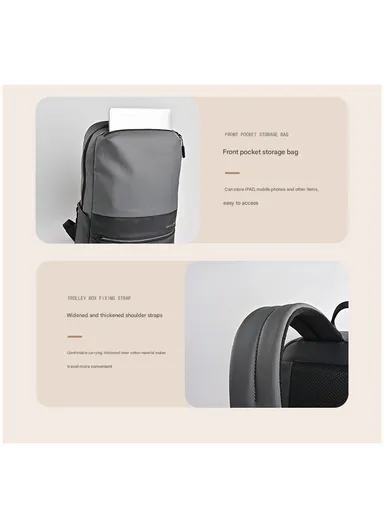 15.6" Water-Resistant Laptop Backpack Multi-Functional Travel Bag with Trolley Sleeve &amp; Padded Straps LM-7F - Off White