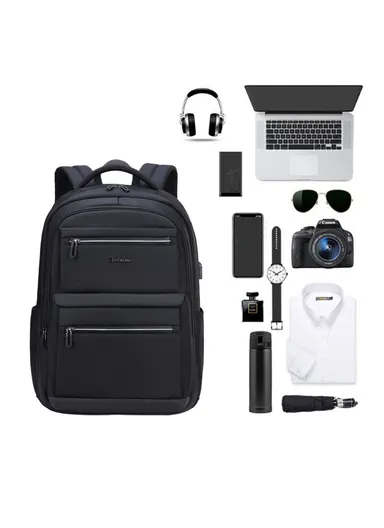 15.6" Laptop Backpack Multi-Functional Travel Bag with Trolley Sleeve &amp; Padded Straps SL73 - Grey