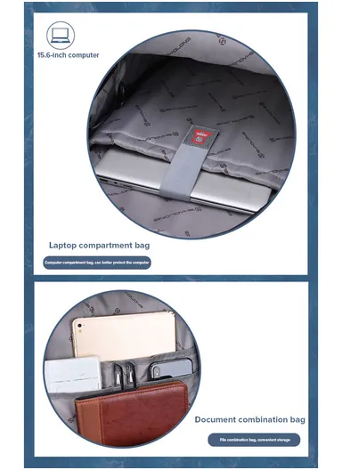 15.6" Laptop Backpack Multi-Functional Travel Bag with Trolley Sleeve &amp; Padded Straps SL73 - Grey