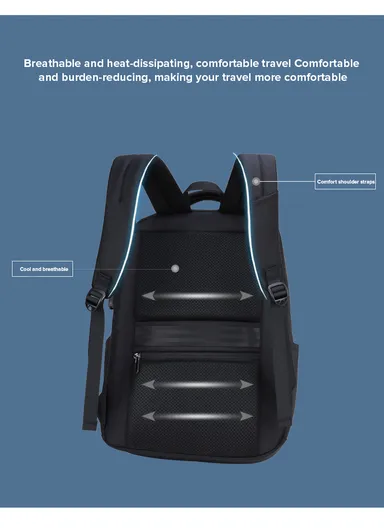 15.6" Laptop Backpack Multi-Functional Travel Bag with Trolley Sleeve &amp; Padded Straps SL73 - Grey