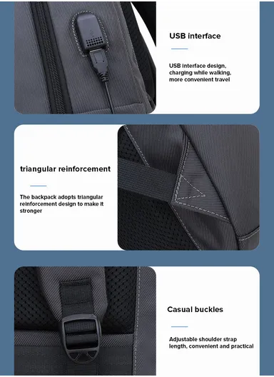 15.6" Laptop Backpack Multi-Functional Travel Bag with Trolley Sleeve &amp; Padded Straps SL73 - Grey