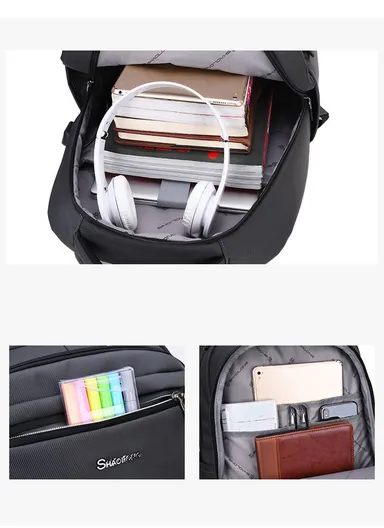 15.6" Laptop Backpack Multi-Functional Travel Bag with Trolley Sleeve &amp; Padded Straps SL73 - Grey