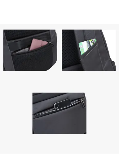 15.6" Laptop Backpack Multi-Functional Travel Bag with Trolley Sleeve &amp; Padded Straps SL73 - Grey