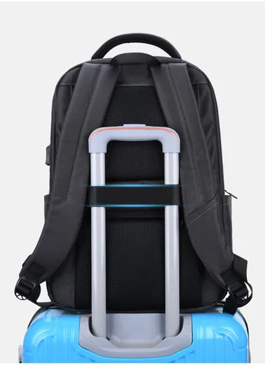 15.6" Laptop Backpack Multi-Functional Travel Bag with Trolley Sleeve &amp; Padded Straps SL73 - Grey