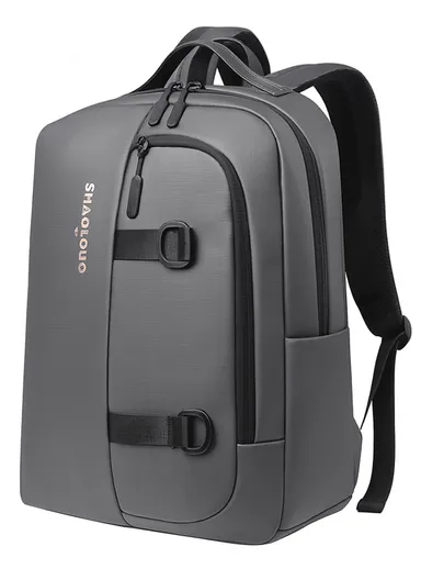 15.6" Water-Resistant Laptop Backpack Multi-Functional Travel Bag with Trolley Sleeve &amp; Padded Straps SH-22 - Grey